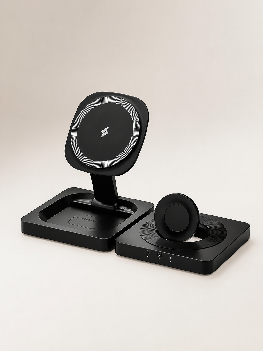 Black GoBloks foldable 3-in-1 wireless charger unfolded
